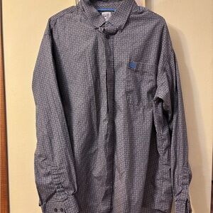 Cinch Men's Blue and Gray Geometric Shirt